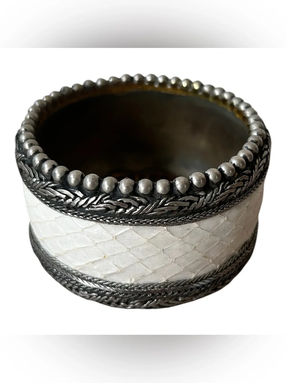 Vintage Sterling Silver Boho Style Bangle Bracelet 1.75” wide/2.5” diameter